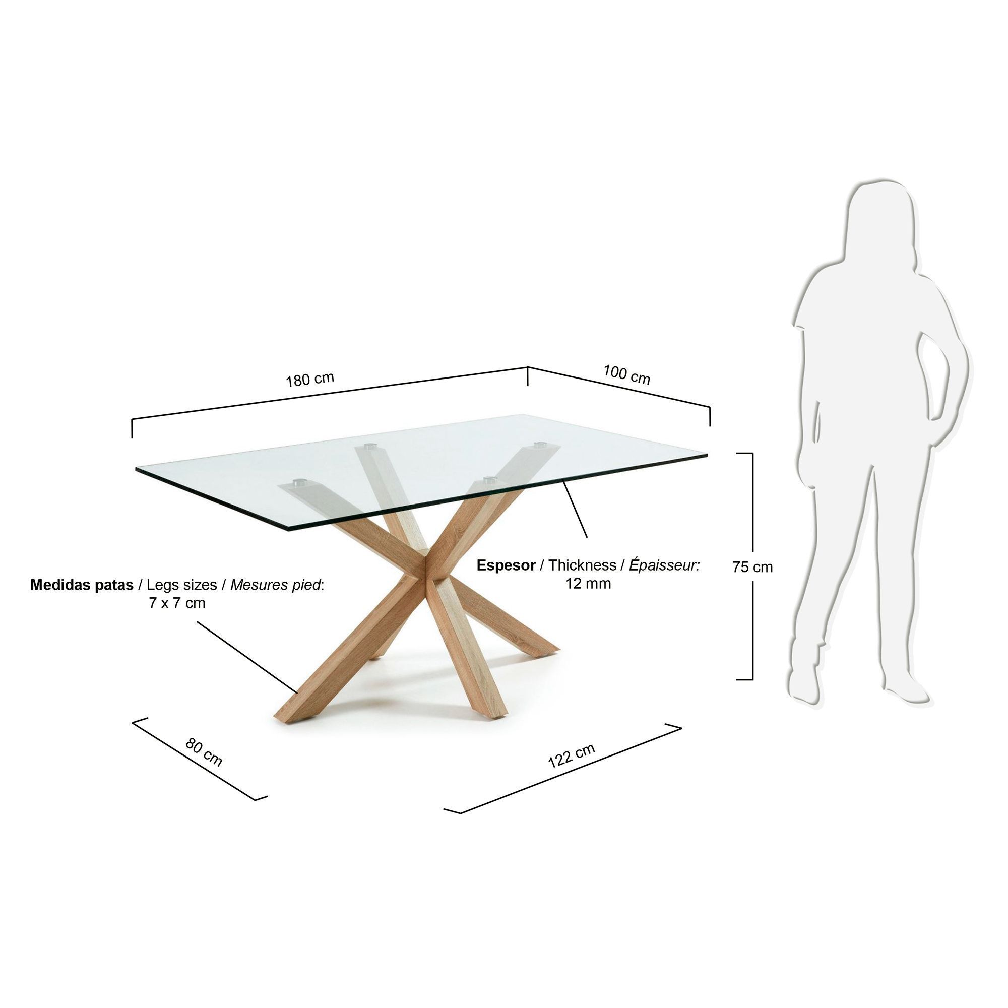 Стол стеклянный 180 La Forma Arya 072947