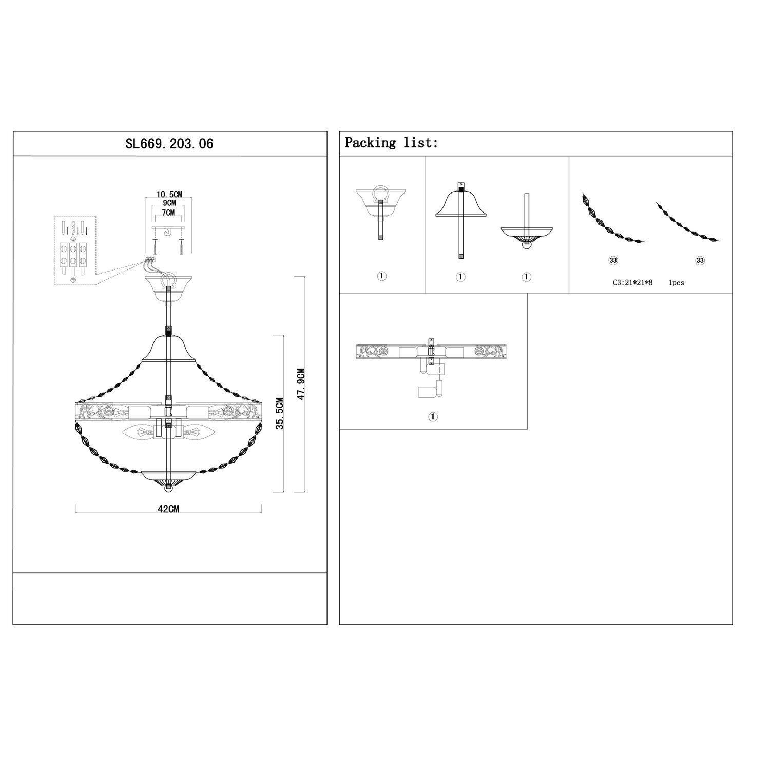 Подвесная люстра ST LUCE ANTICATO SL669.203.06