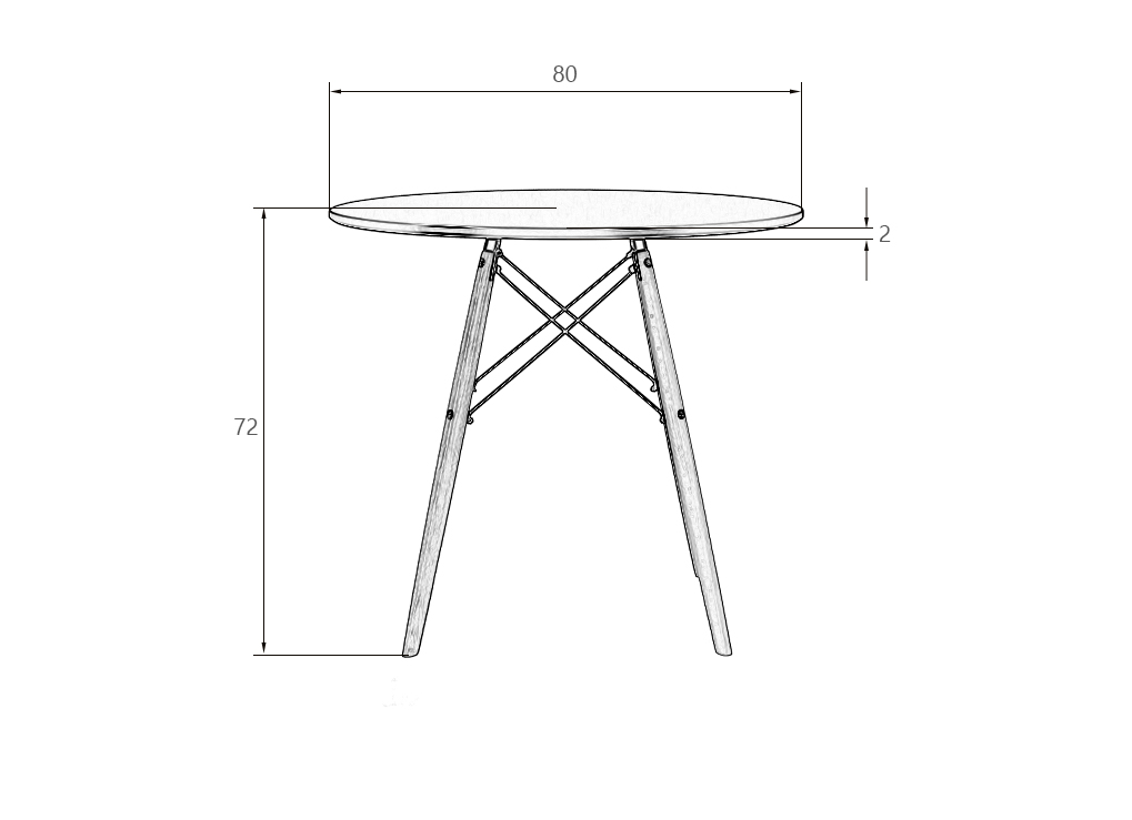 Стол обеденный DOBRIN CHELSEA`80 (ножки светлый бук, столешница тёмно-серый (GR-04))