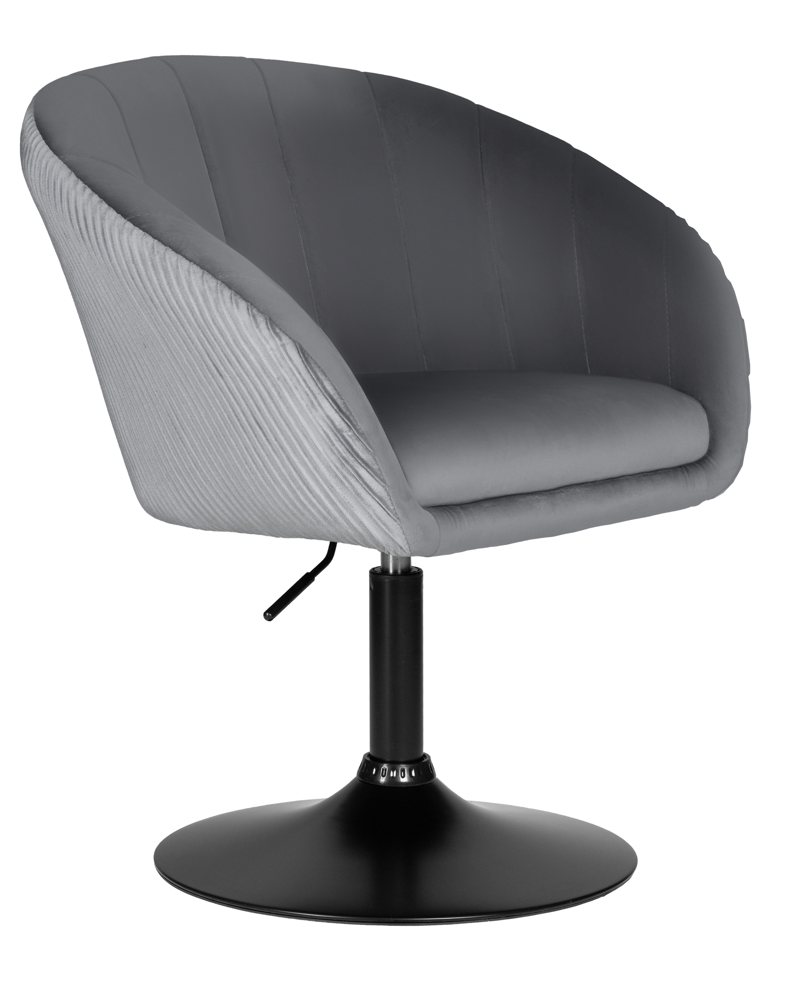 Кресло дизайнерское DOBRIN EDISON BLACK серый велюр 1922-19