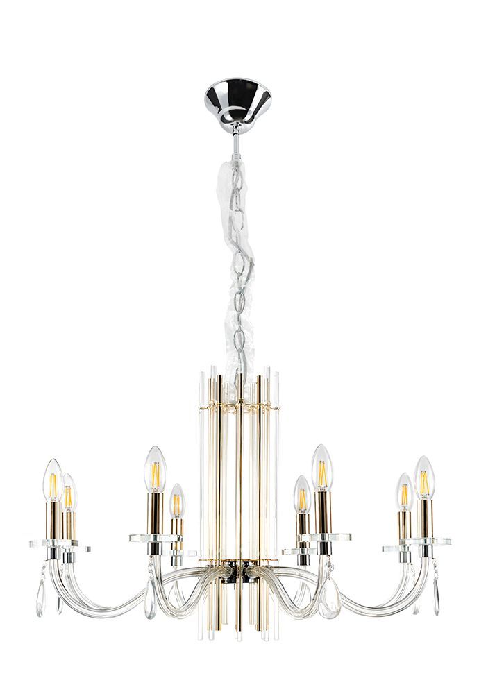 Люстра Crystal Lux AURELIO SP8 GOLD+CHROME/TRANSPARENT