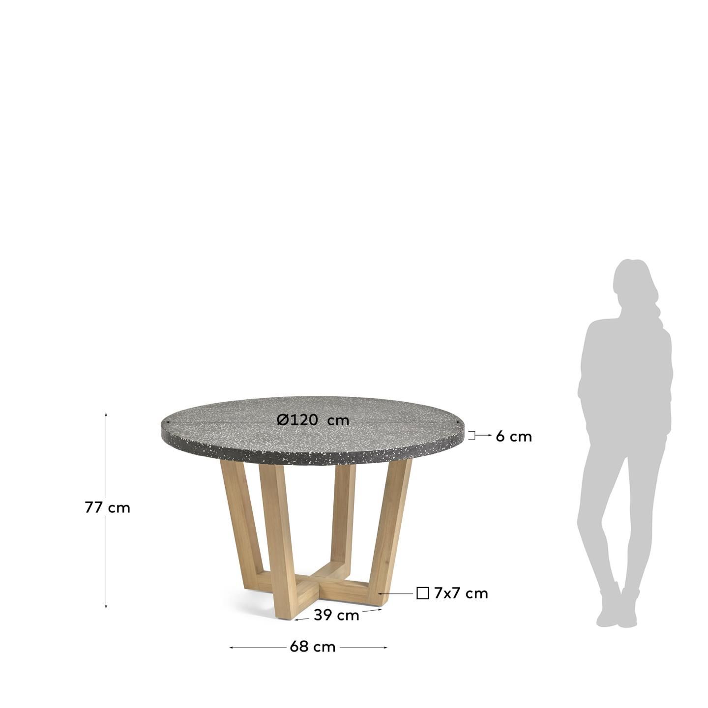 Круглый стол La Forma Shanelle из черного терраццо d 120 см