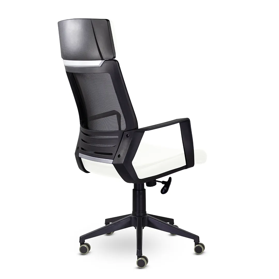 Кресло компьютерное Альт М-811 BLACK PL экокожа S белый