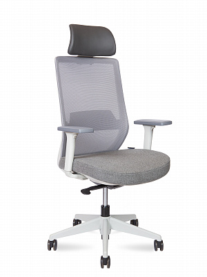 Кресло эргономичное NORDEN Моно грэй / Mono grey белый пластик / серый H6255-1 grey