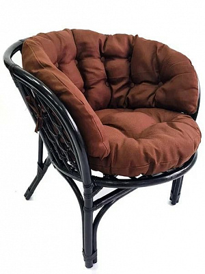 Кресло из ротанга Багама полные коричневые подушки твил Венге