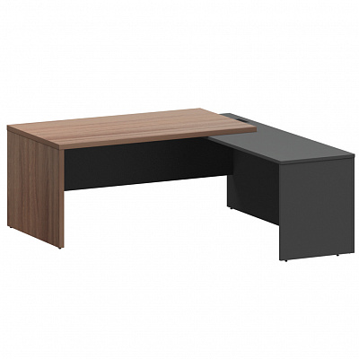 Стол руководителя правый 1800*2000 Программа Техно Кортез KZP-18R Темный шимо / Графит