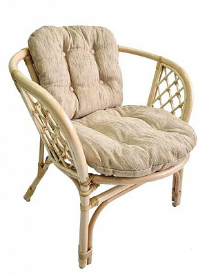 Кресло из ротанга Багама светлые обычные подушки шенилл Ротанг натуральный