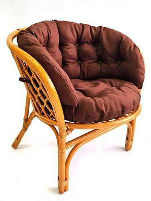 Кресло из ротанга Багама полные коричневые подушки твил Коньяк