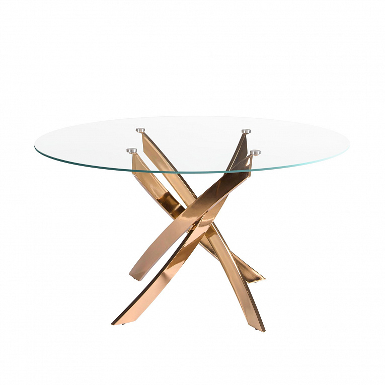 Круглый обеденный стол Angel Cerda 1169 из стекла и стали цвета розового золота d 110 420818