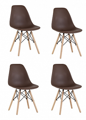 Комплект стульев Eames Style DSW коричневый x4 шт