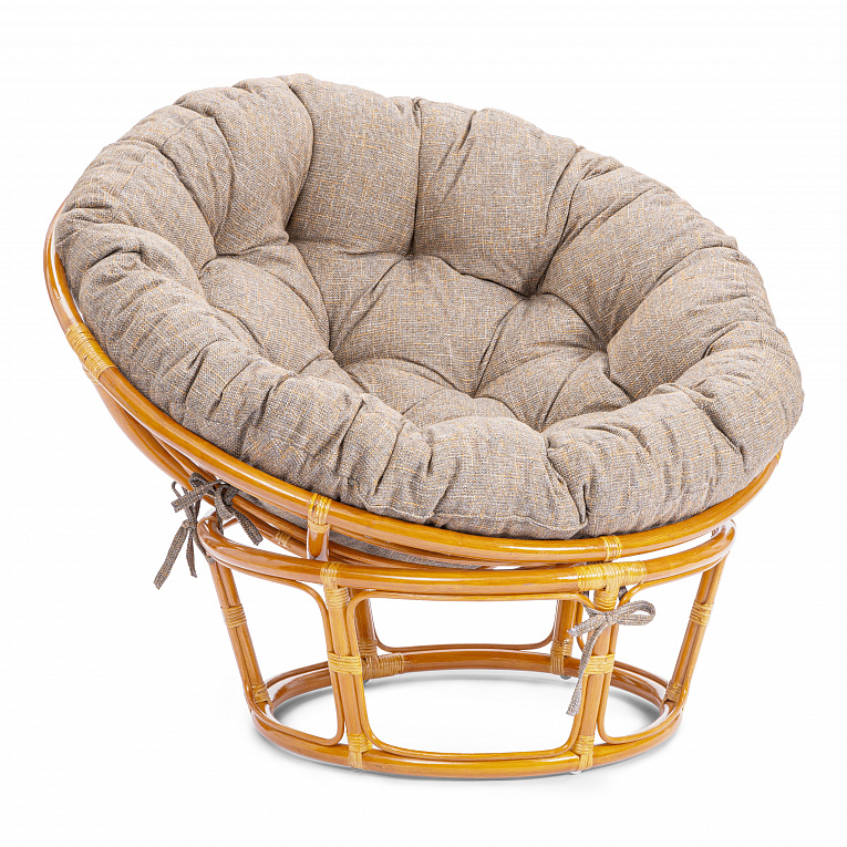 Кресло Папасан/Papasan (23/01 W) с подушкой и ремешками Honey (мед) / Меланж